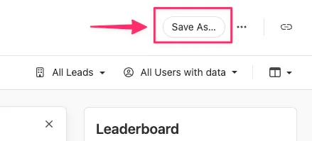 Save As button highlighted at the top of the report page.