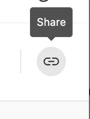 Circular share link icon with tooltip labeled Share above it.