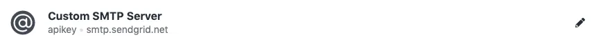 Header showing Custom SMTP Server with apikey and smtp.sendgrid.net address