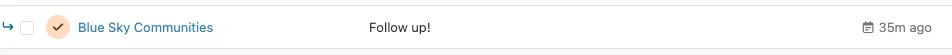 Single Inbox item showing lead, subject 'Follow up!', and timestamp 35m ago.